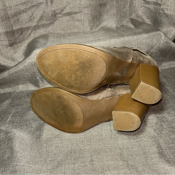 Diba True Bootie Ankle Open Toe Boots Women Tan Taupe Zip Side Buckles Size 8.5 - Picture 5 of 8